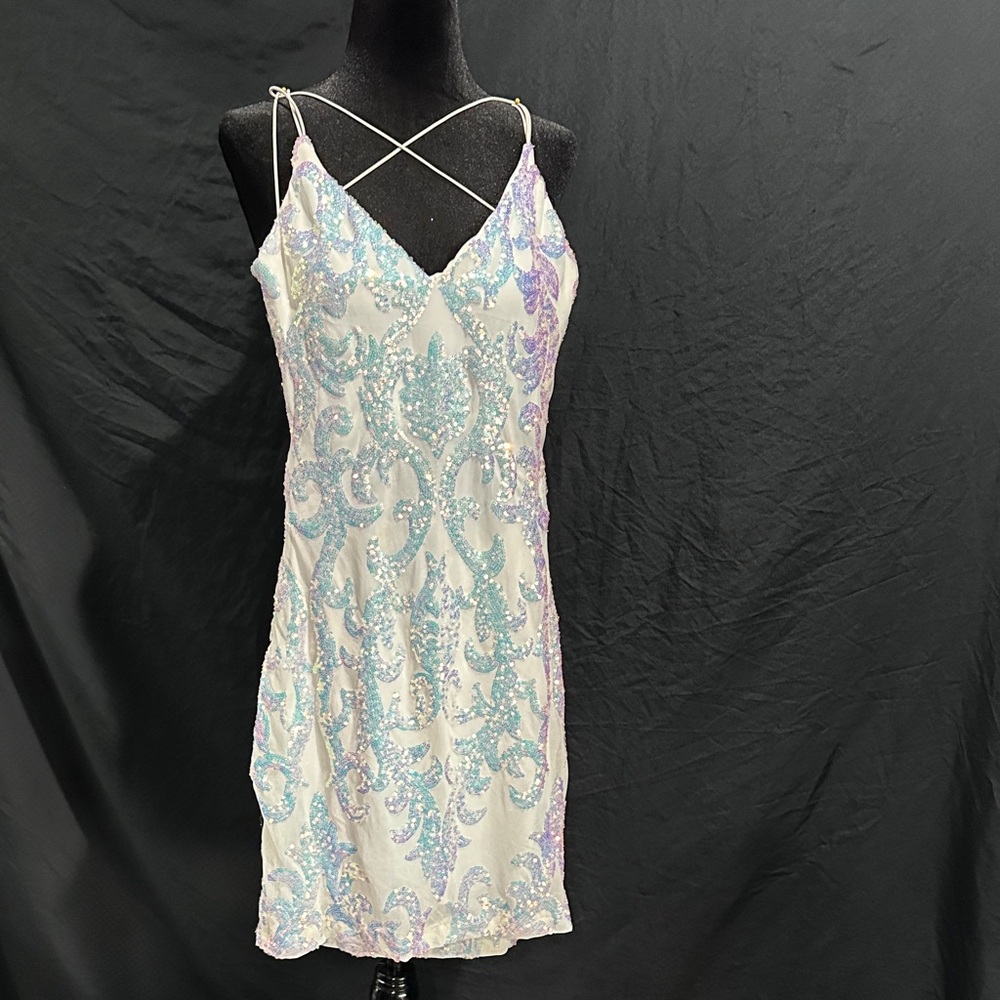 B Darlin White sequin mini Dress
